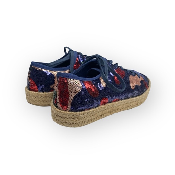 Ibizas ༄ Sequin Platform Espadrilles Lace Up Sneakers ༄ Navy Red Pink༄ 40 9 9.5 - Picture 3 of 16